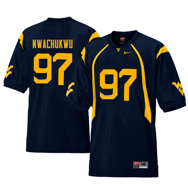 NCAA Men's Noble Nwachukwu West Virginia Mountaineers Navy #97 Nike Stitched Football College Retro Authentic Jersey AS23J37IV